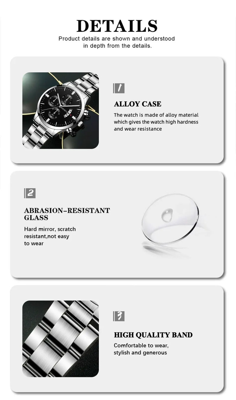 Fashion Men Watch Luxury Calendar Quartz Wrist Watch Business Watches Man Clock Male Bracelet Wristwatch
