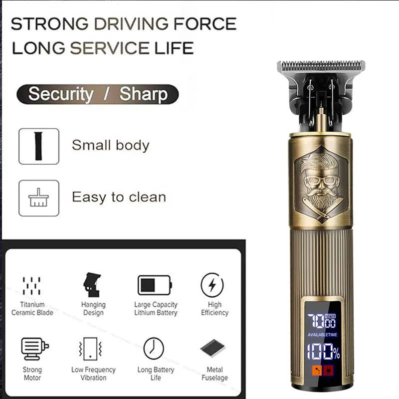 Carving Hair Clipper Professional Hair Cutting Machine Barber Rechargeable Hair Trimmer Metal Haircut Machine Clipper for Men